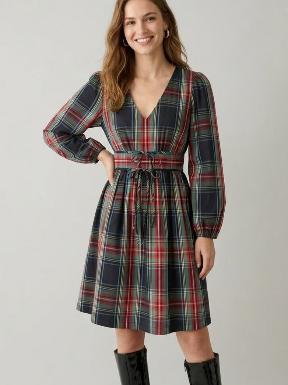 J. Crew Collection Taffeta Mini Dress in Stewart Tartan